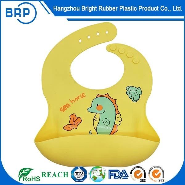 China Factory Eco-friendly Silicone Baby Feeding Bibs
